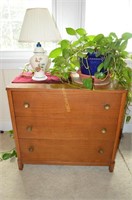 Wooden 3 Drawer Chest 34"x18"x30"h, Lamp w/Shade