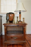Wooden Bedside Table 24"x16"x24", Lamp  w/Shade