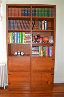 Wooden Bookcase w/4 Shelves and 4 Cabinet Doors