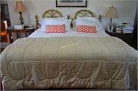 King Bed w/Brass Headboard and Contents