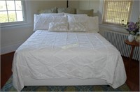 Queen Bed w/Fabric Lined Frame and Contents