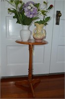 Tripod Round Side Table 24" h w/Hull Pitcher and