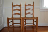 2-Vintage Ladderback Chairs w/Rush Seat