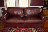 Thomasville Two Cushion Burgundy Leather Sofa
