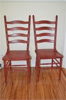 2-Ladder Back Painted Wooden Chairs 17"x17"x18.5"