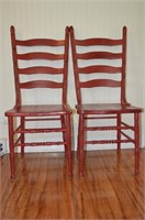 2-Ladder Back Painted Wooden Chairs 17"x17"x18.5"