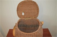 Antique Creel Fishing Basket 16"x11"x12"h