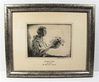 Lot 284   1934 Dry-Point Etching “Blossom Time” pencil signed Walter Tittle (Ohio, 1883-1966)