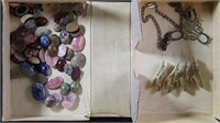 Jewelry Box of Semi precious stones mostly cut int