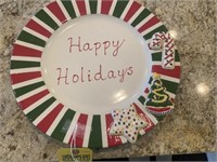 ''HAPPY HOLIDAYS'' GLASS PLATE