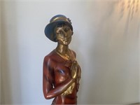 STATUE - GIRL WITH FLOWERS - 38'' TALL