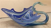 Art Glass Swan 13 inches long