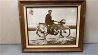 Framed Reprint Early Harley rider on Boardwalk