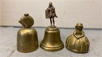 Collection of Brass Bells 4,3 & 2.5 inches tall
