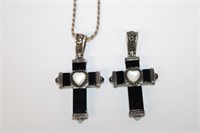 2pc Matching .925 Sterling Cross's reversible