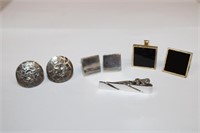 .925 Sterling cuff Links and Sterling Tie Clip,