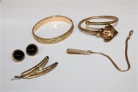12k, 1/20th gold filled jewelry lot; bracelets,