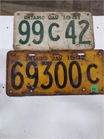 1941 and 1942 license plates