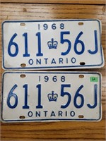 1968 Ontario license plate pair