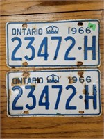 1966 Ontario license plate pair