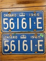 1965 Ontario license plate pair