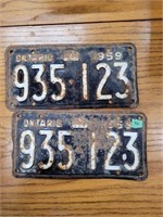 1959 Ontario license plate pair