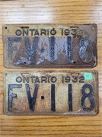 1932 Ontario license plate pair