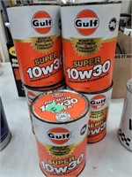 Gulf  oil cans full