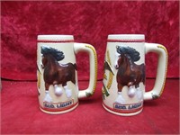 (2)1980 Bud Light beer stein/mugs.