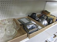 Snack sets, picture frames, coffee pot.