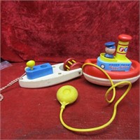 1940's Wood toy boat, Fisher price boat.