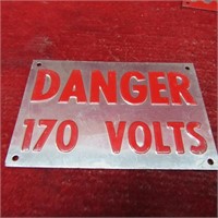 Danger 170 Volts. Train railroad sign.
