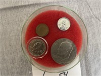1971 Eisenhower Dollar Coin, Wheat Head Penny,