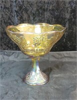 Carnival glass fruit bowl approx 8 inches tall