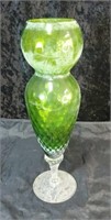 Stunning green and clear vase approx 14 inches