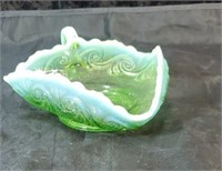 Beautiful green and opaque dish possibly Fenton