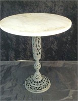 Marble top table approx 17 inches tall & 15 dia
