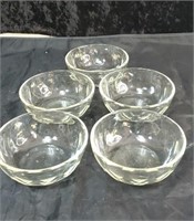 5 colorless pattern glass bowls