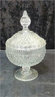 Diamond cut candy dish approx 9 inches tall