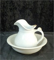 White McCoy pitcher and bowl set approx 7 inches