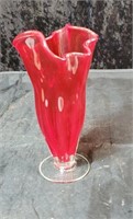 Vintage red vase approx 7 inches tall