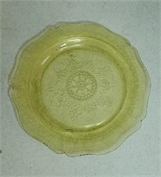 Yellow depression glass plate