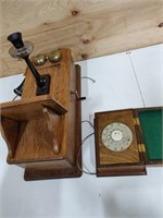 Antique Oak Windup Wall Phone