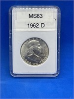 1962 D Franklin MS63 Half Dollar