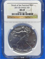 2011 S NGC MS69 Silver Eagle