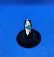 Sterling Silver Mother of Pearl Turq & Onyx Ring