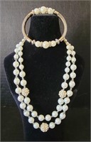 Faux Pearl and Rhinestone Necklace & Bracelet