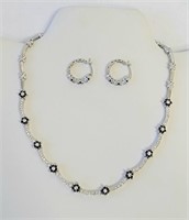 Silver Necklace and Silver Hoop Earrings