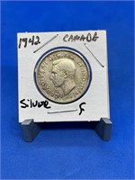 1942 Silver 25 cents Canada