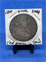 1810 Silver 8 Reals "chop marks" Spain